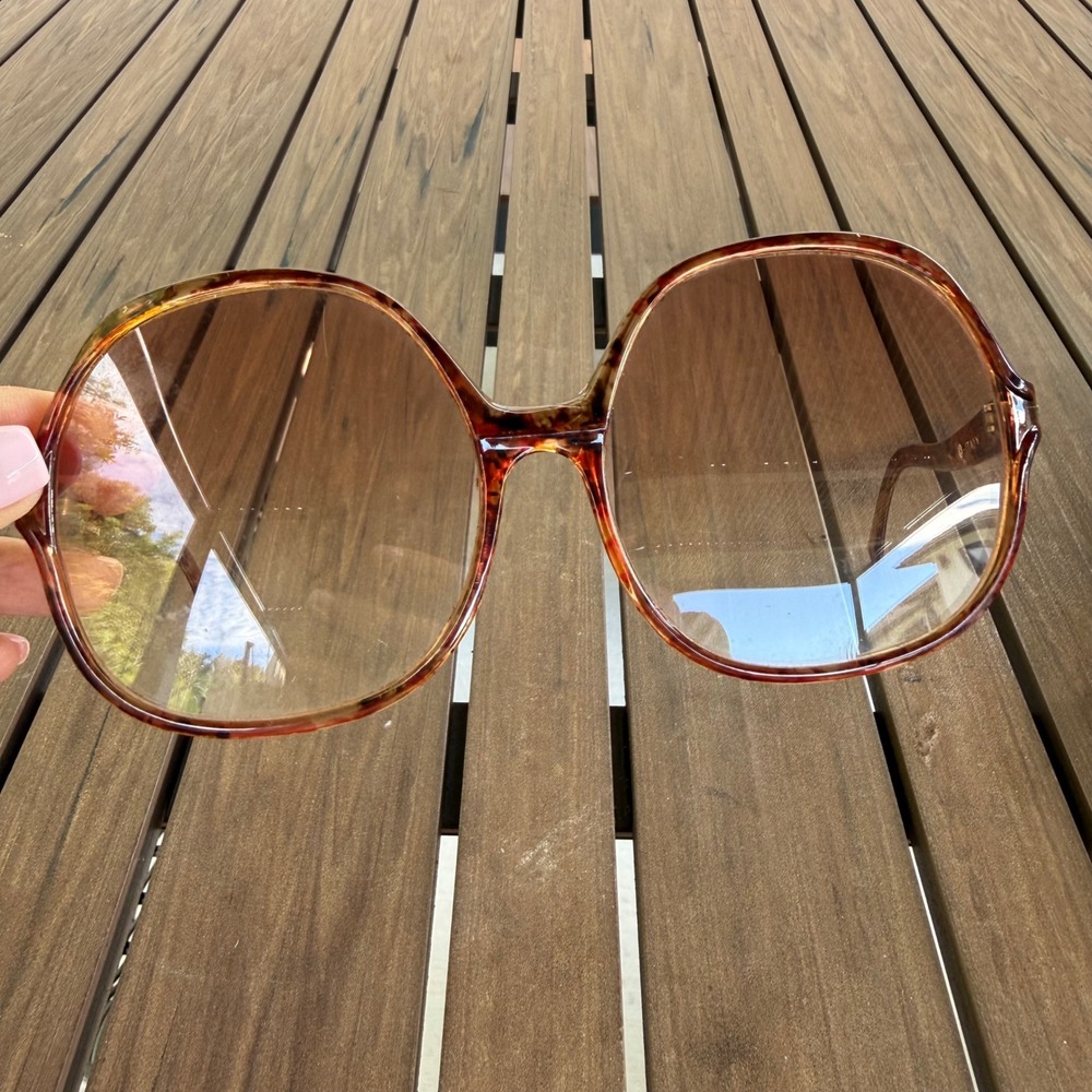 Vintage Italy Oversized Round Tortoiseshell Sunglasses Brown Gradient 301901 - Picture 6 of 6